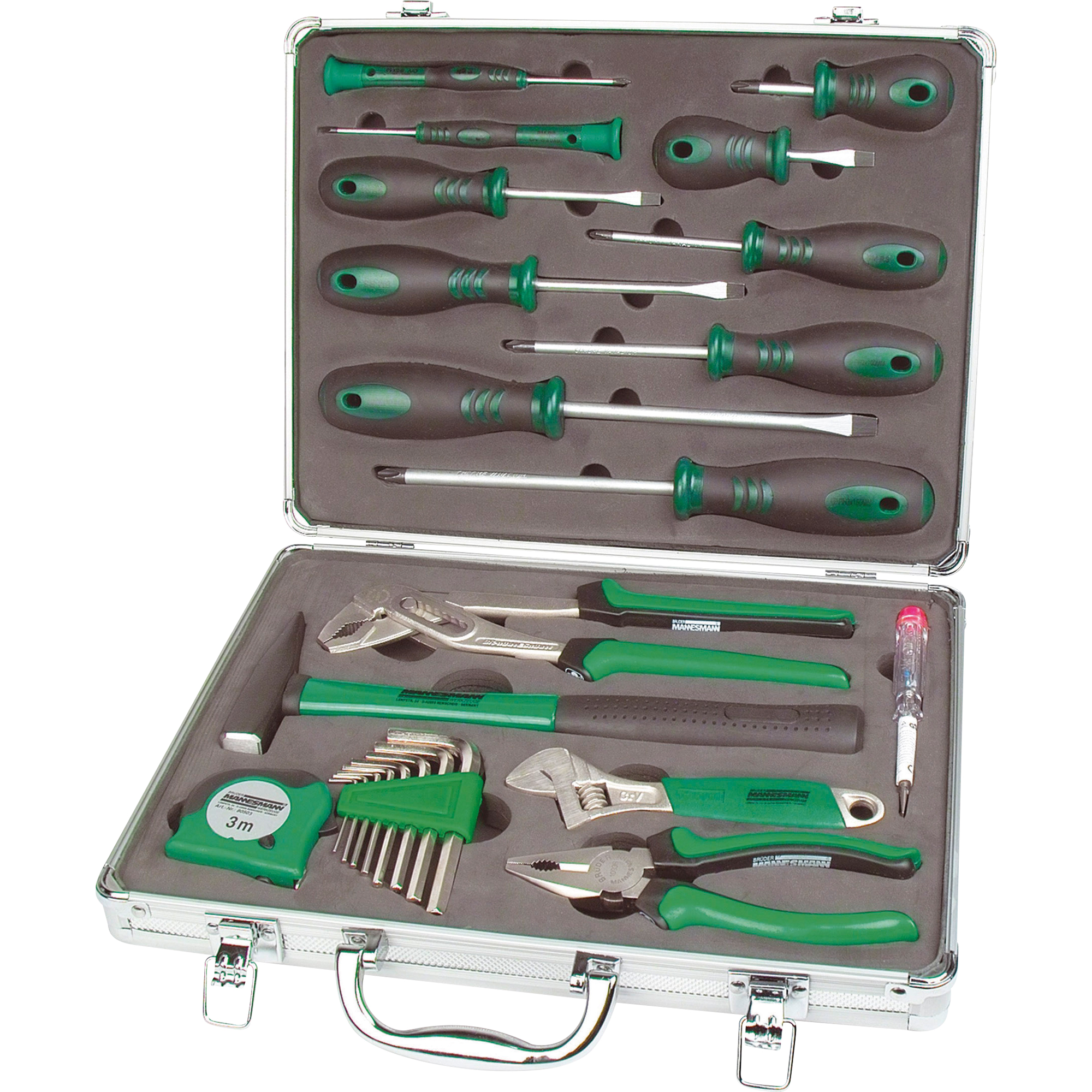 Brüder Mannesmann M29001 - Coffret à Outils 24 Pièces Avec Boîte En Bambou Et Caisse Aluminium Vide