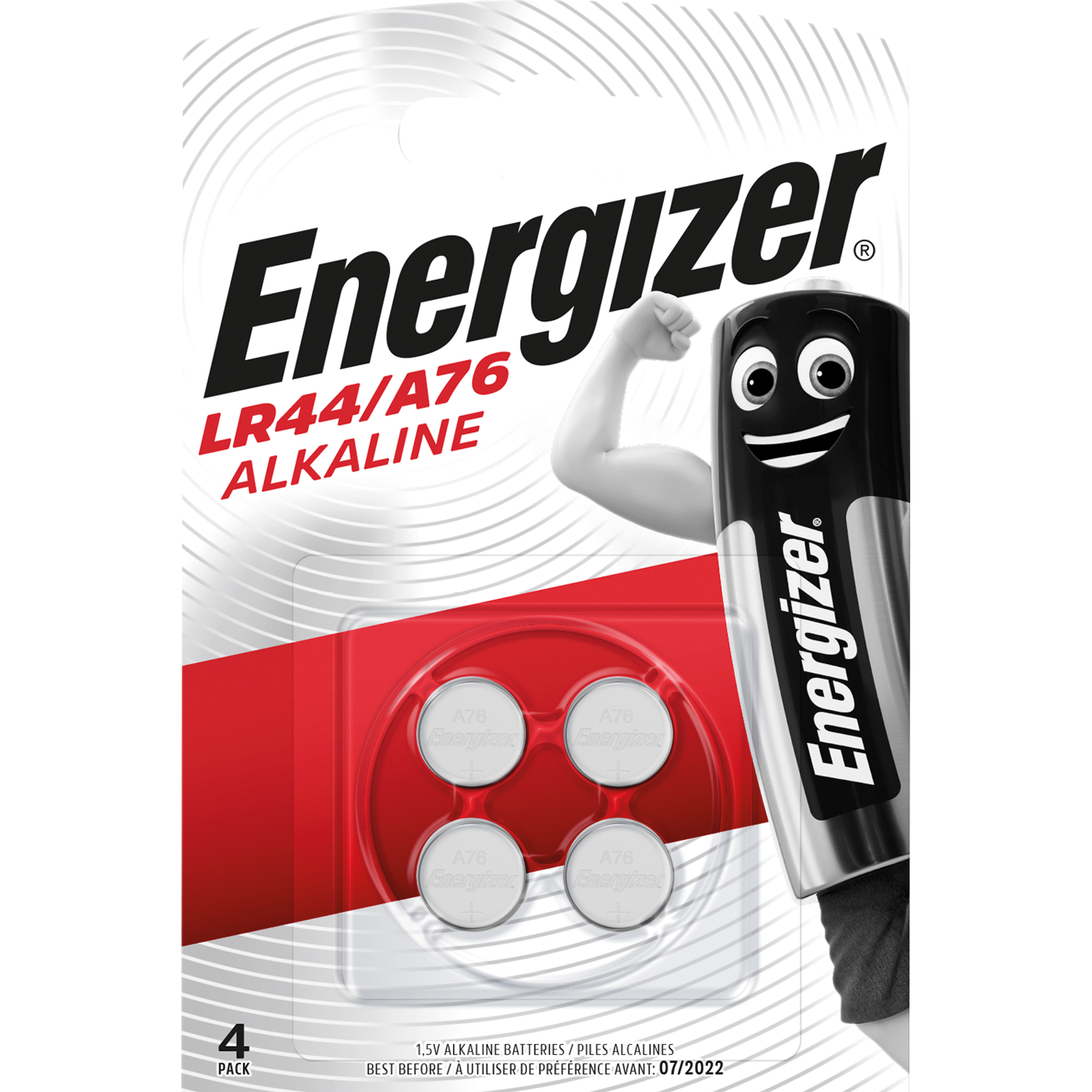 Energizer® Knopfzelle Alkaline A76/LR44 175 mAh 4 St./Pack.