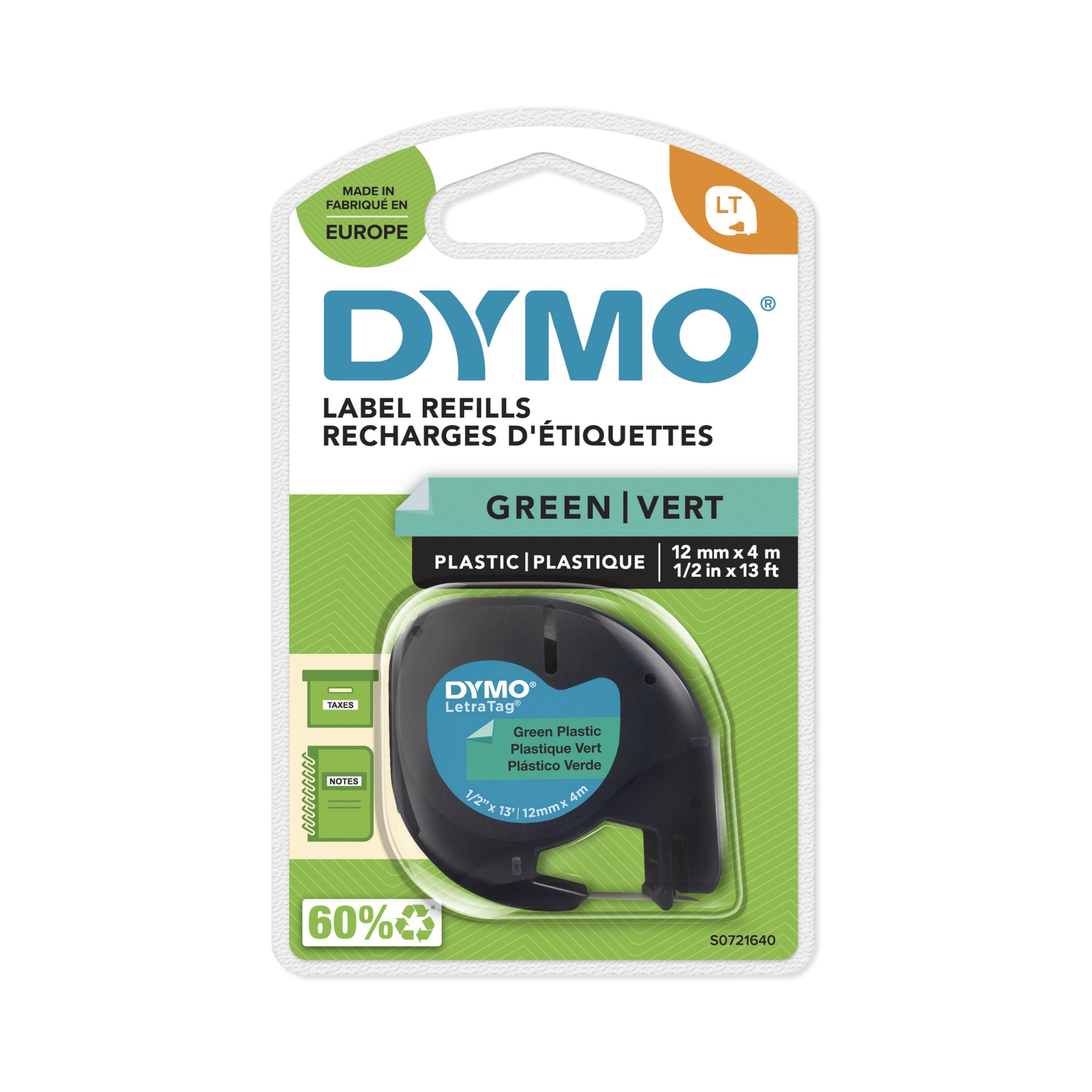 DYMO® Schriftbandkassette LT 12 mm x 4 m (B x L) Kunststoff, 100 % recycelt grün