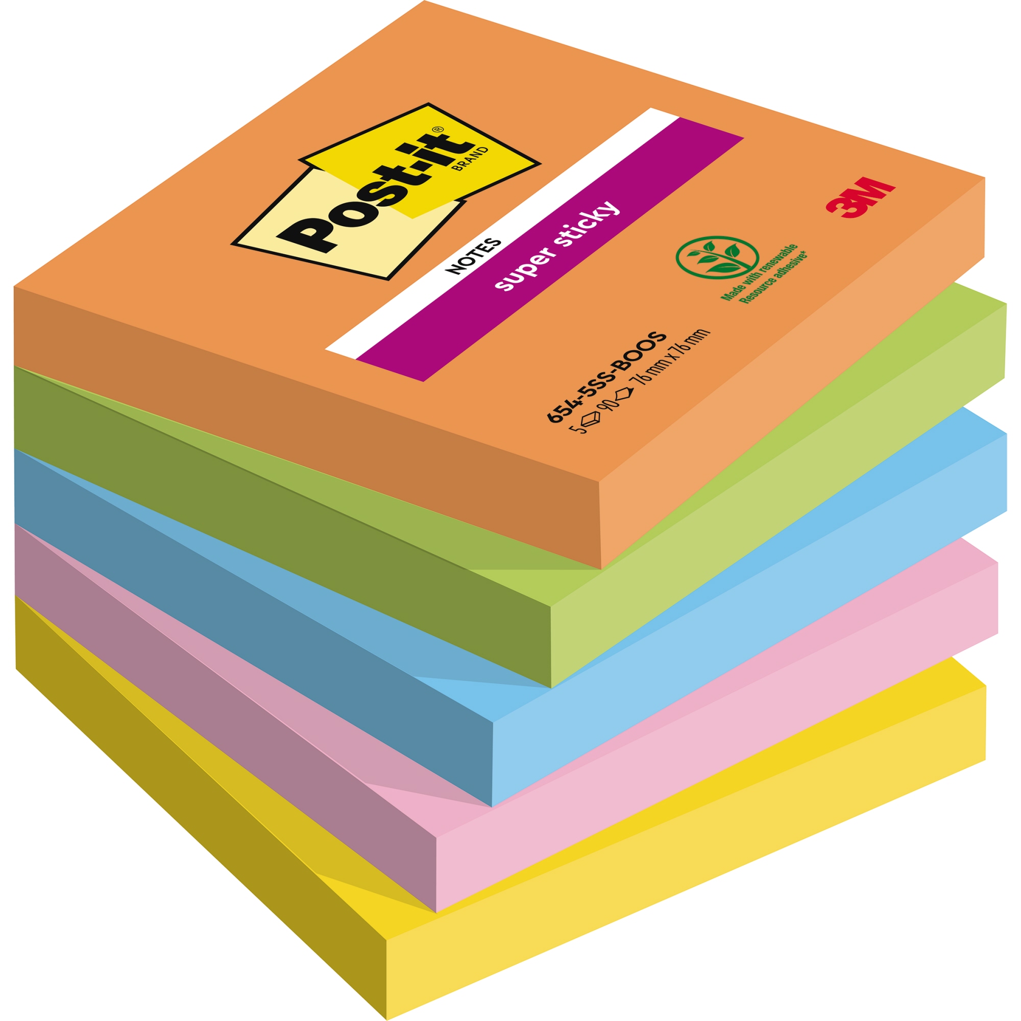 Post-it® Haftnotiz Super Sticky Notes Boost Collection 5 Block/Pack.